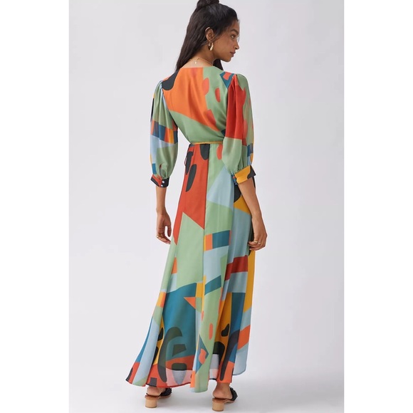 Anthropologie x Hutch Abstract Print Wrap Maxi Dress $190 XS - Picture 2 of 6